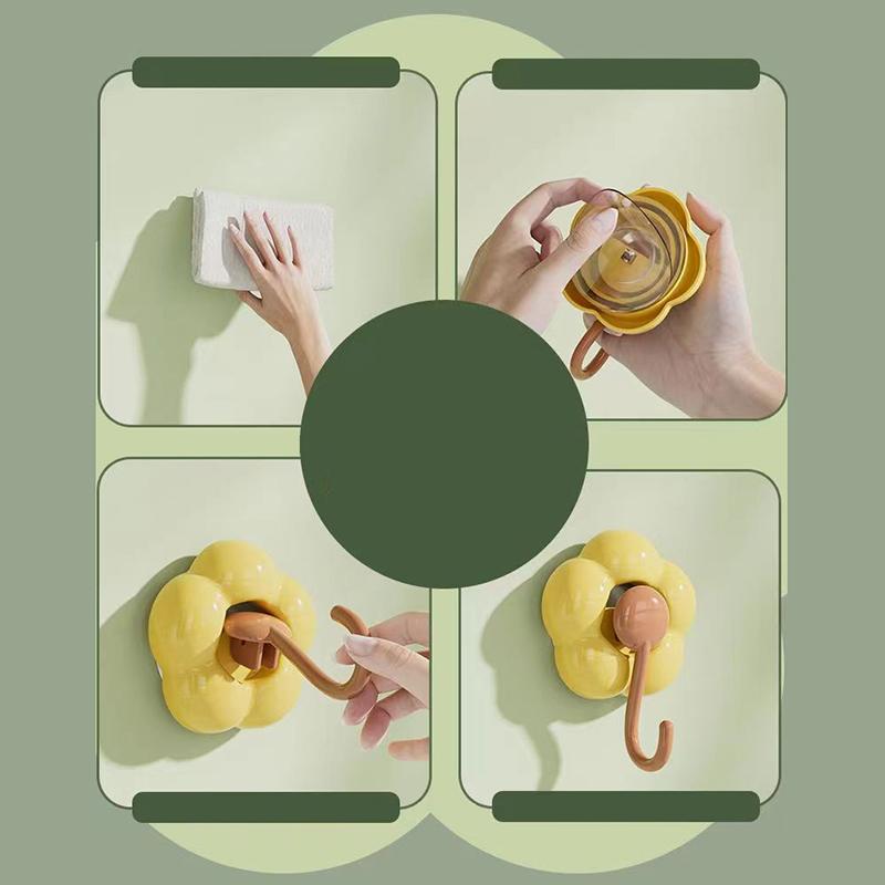 Creative Punch-Free Flower Suction Cup Hook Multi-Functional Bathroom Kitchen Reusable Traceless Hook Powerful Storage Rack