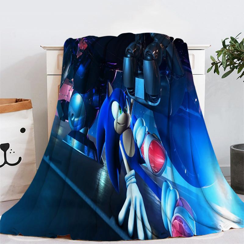 Blanket Sonic Flannel Hedgehog Cartoon Sofa Bed Throw Rug Warm Winter Gift Kids