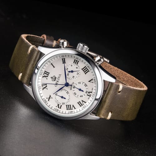 Hemsut Genuine Leather Watch Band, 22mm, Horween Soft Genuine Leather, Vintage Style with Quick Release Tool, Stainless Steel Silver Watch Buckle, Rep