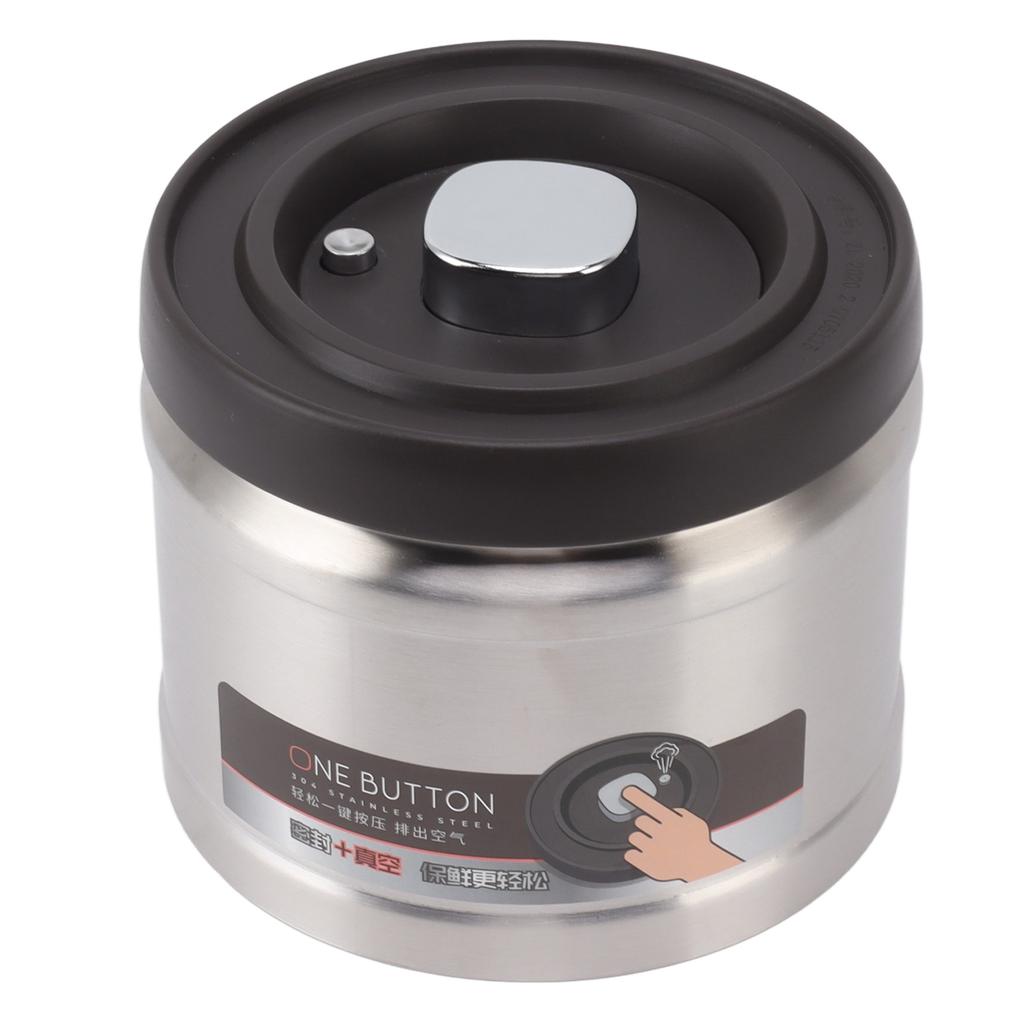 Vacuum Sealed Coffee Container 304 Stainless Steel Press Type Airtight Food Storage Container for Coffee Beans Tea Nuts