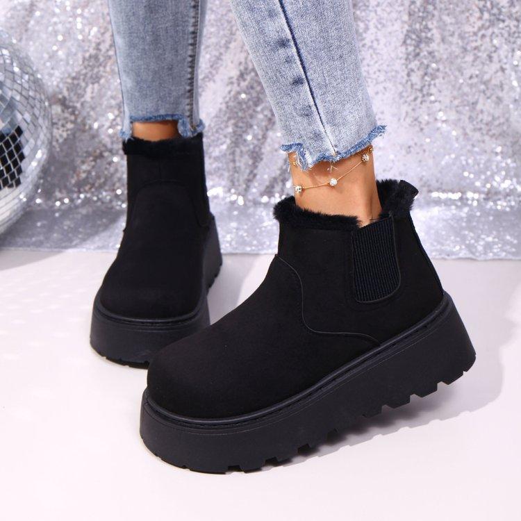 Women's Plus Size Ankle Snow Boots Winter New Minimalist Platform Warm Fleece Lined Boots