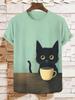 Summer Men's Funny Animal Cat Printed T Shirt Short Sleeved Tees Tops 3D Print O-Neck Shirts Party Casual Men's Clothing Apparel