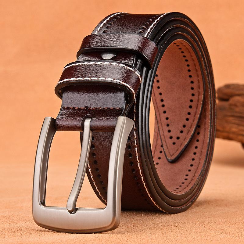 

Ремень из коровьей кожи, мужской, с пряжкой, повседневный кожаный ремень, мужской ремень в стиле ретро 115cm темно-коричневого