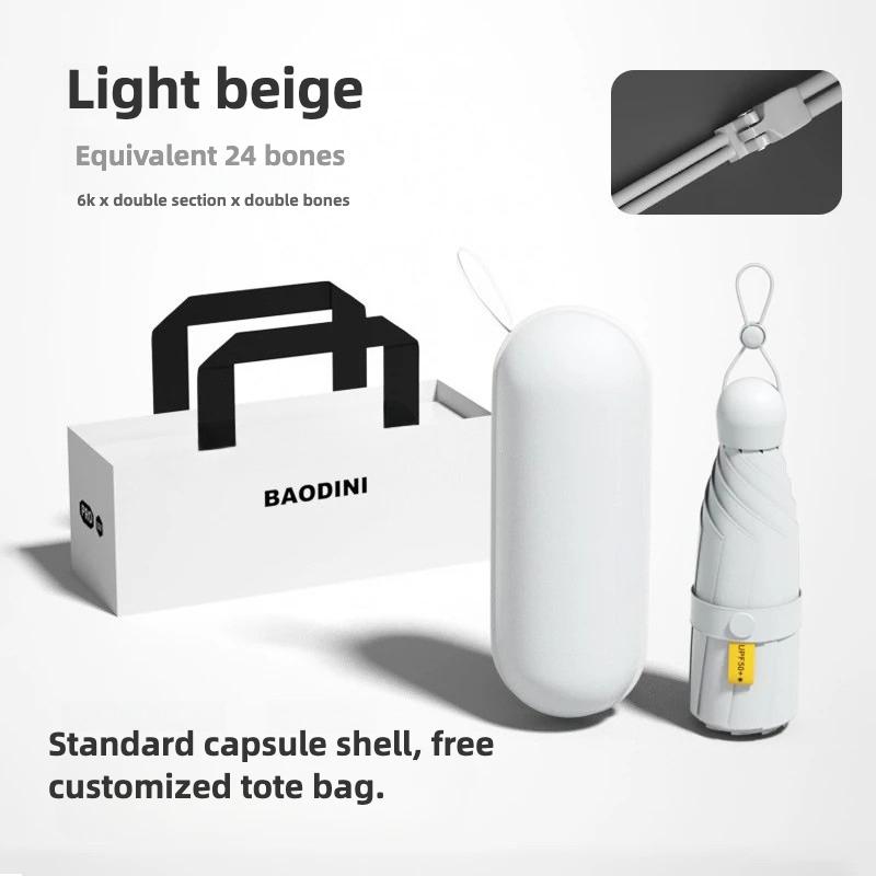 Mini-Damenregenschirm Kleiner Taschen-Fünffach-Sonnenschirm Sonnenschirme Sonnenschutz UV-Schutz Kapselschirm Sonnig und Regnerisch