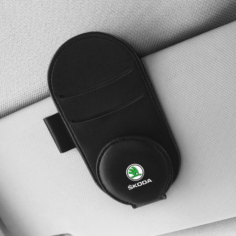 Car Multifunction Sunglasses Clip Card Ticket Holder Stand Eyeglasses for Skoda Octavia Fabia A7 Kamiq Kapoq Kodiaq Rapid SCALA Superb Yeti Derivati