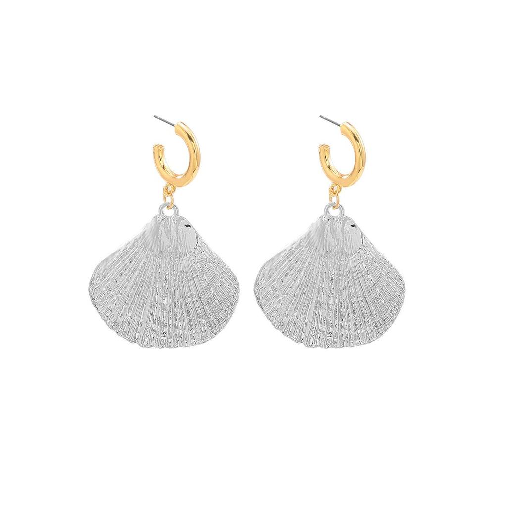Pinkdudu Silver Plated Zinc Alloy Stud Earrings Simple Casual Shell Drop Earring Elegant Women's Jewelry PD2205