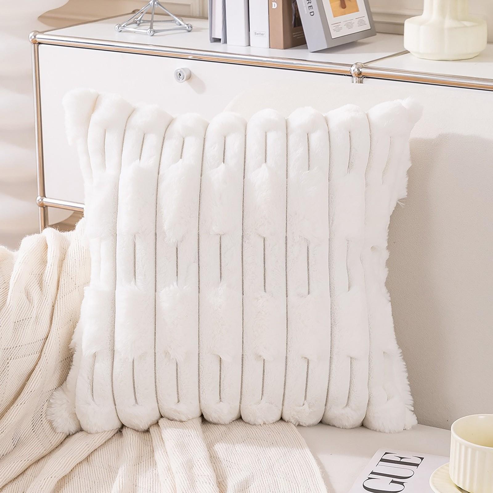

Plush Pillow Cover Double-sided Three-dimensional Pillow Cover Living Room Sofa Decorative Pillow Cover Soft Lumbar Pillow,45*45cm, One Size білий