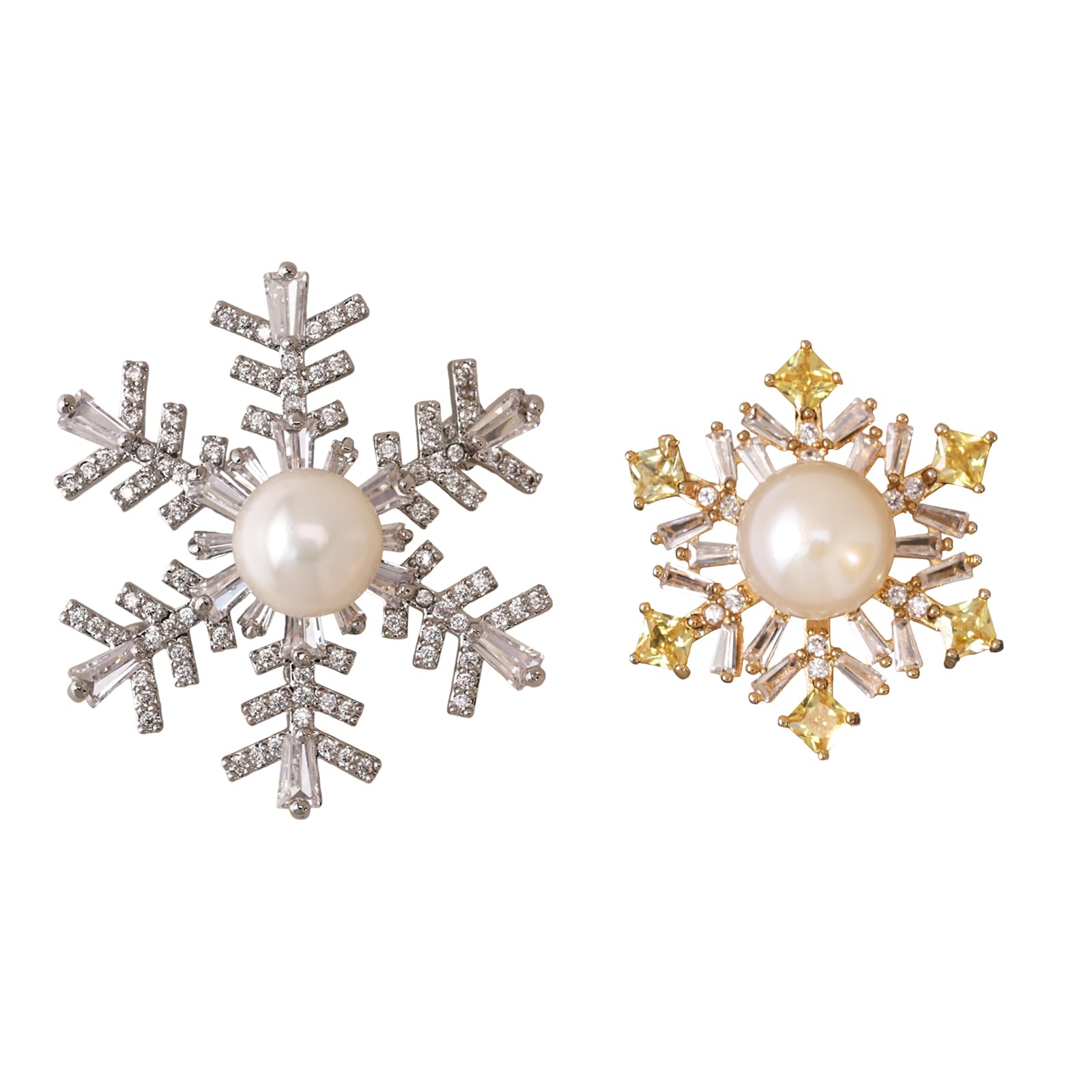 

Large and small snowflake and natural freshwater pearls set of chest elegant accessory [Orange Symbol] motifs, 8-9mm 9-10mm combined, two, women s золотий