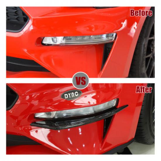 Front Bumper Winglets Fog Light Trim Cover for Ford Mustang 2018+ Carbon Fiber