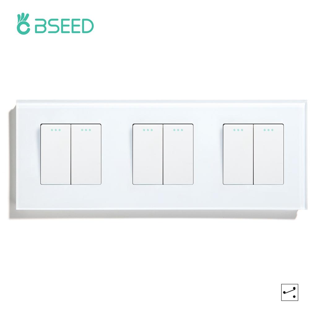 BSEED 1/2/3-fach Wandschalter 2-Wege Treppenlichtschalter Plus Typ-C USB-Steckdose EU-Standard Glaspanel