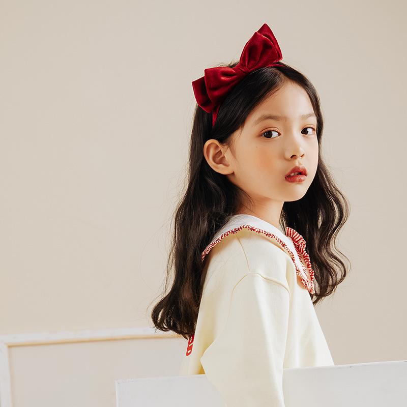 Koreanischer Samt Doppel Schleife Haarspange - Einfaches, vielseitiges Stirnband für Kinder und Schüler im Eltern-Kind-Stil