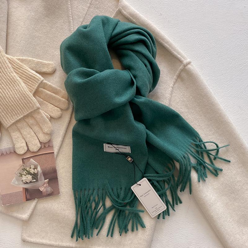 Winter Wool Scarf For Women Long Warm Cashmere Scarves Hijab Solid Lady Shawl Wrap Female Pashmina Bandana Head Scarfs New