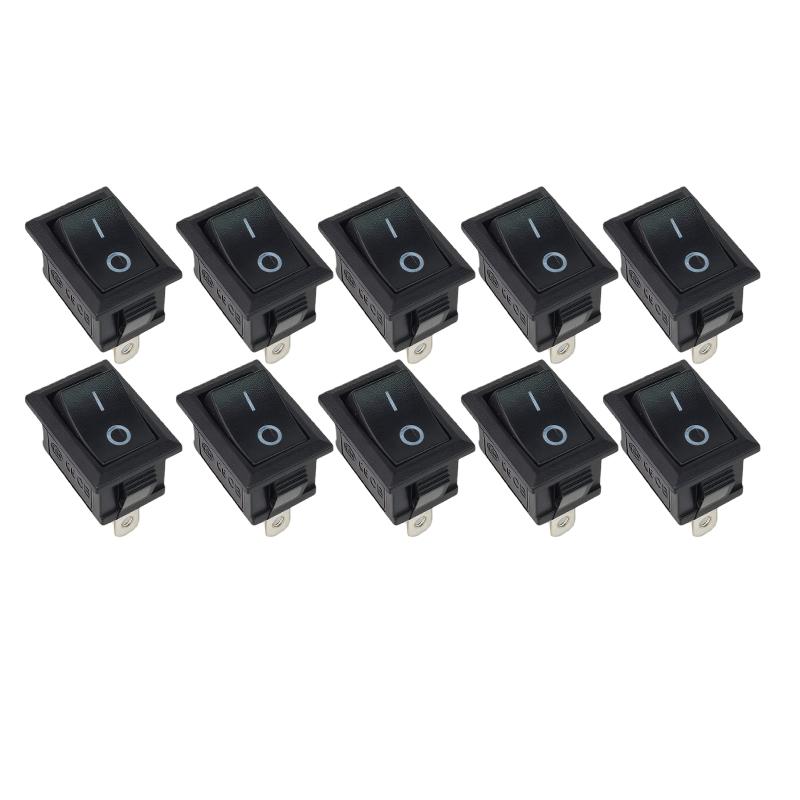 10PCS KCD1 Mini Rocker Switch SPST 2 Pin ON OFF Snap In Panel Mount 10x15mm 3A 250VAC 6A 125VAC for DIY Electronics Appliances