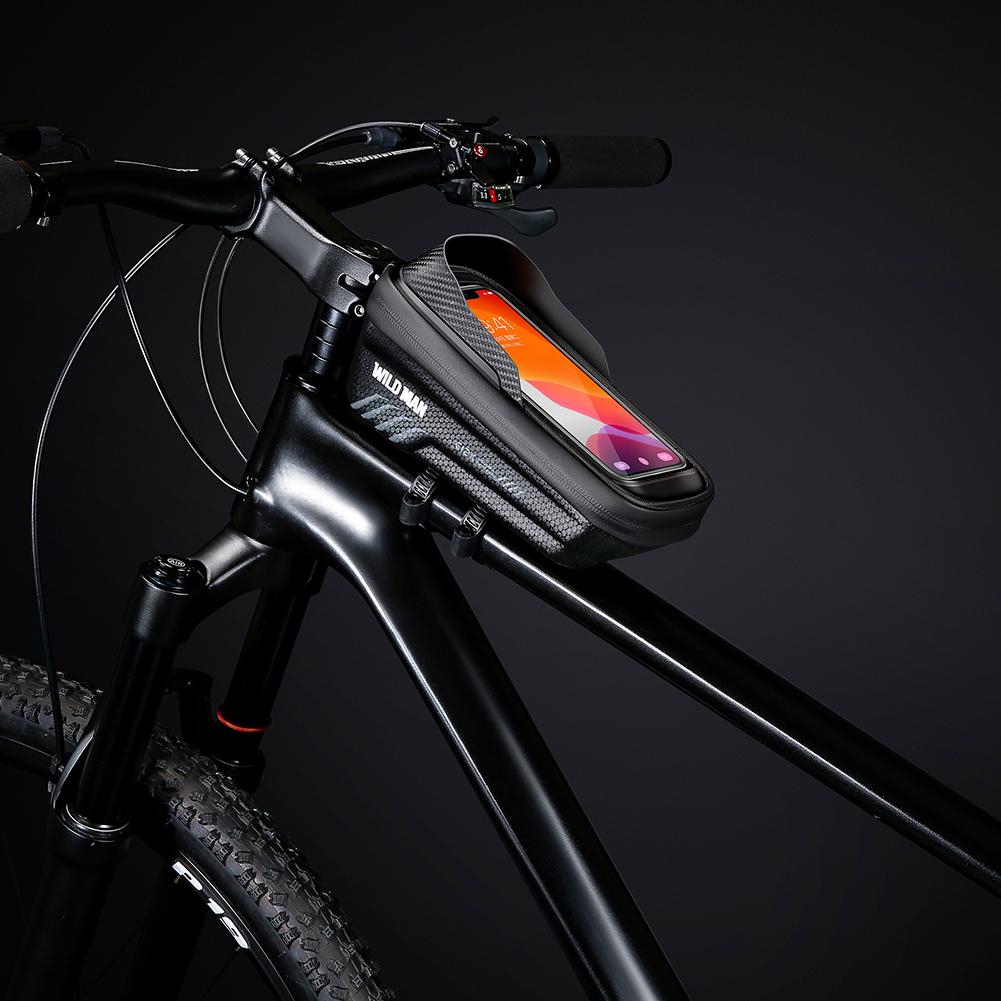 1L Bike Phone Handlebar Bag with Quick Release Sun Visor Bike Frame Bag Reflective Bicycle Front Frame Bag Road Bike Accessories