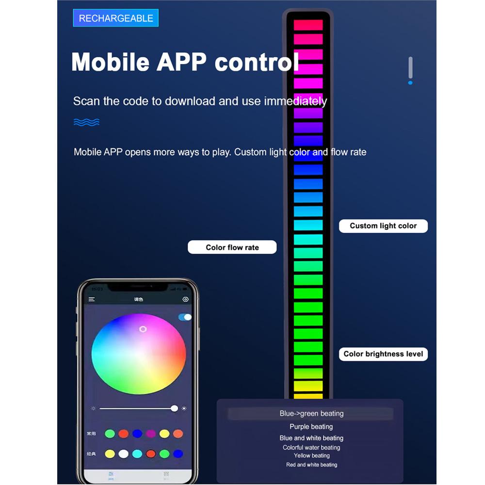 RGB Music Sound Control LED Light App Control Pickup Voice Activated Rhythm Lights Color Ambient LED Light Bar Ambient Light NEW