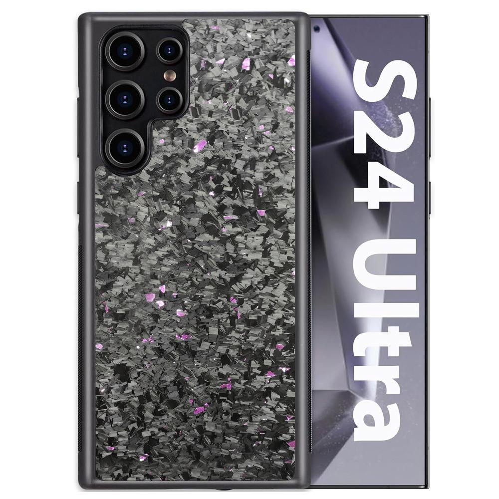 

For Samsung Galaxy S25 Ultra Magnetic Case Forged Texture Aramid Fiber+TPU Anti-Slip Phone Cover Purple
