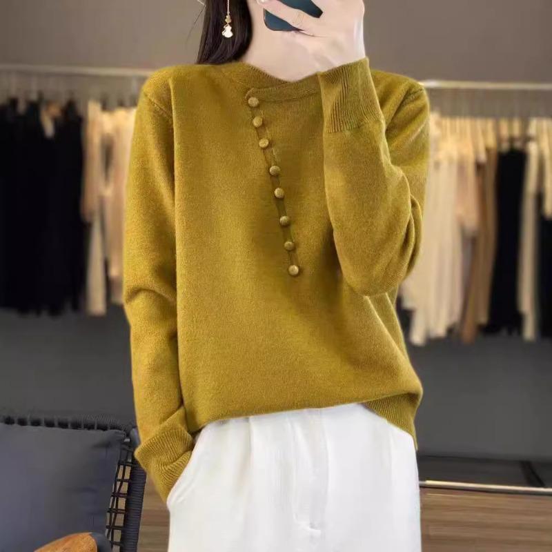 Herbst- und Winterstrick-Unterziehpullover für Damen, neues Muttermodell mit Rundhalsausschnitt innen