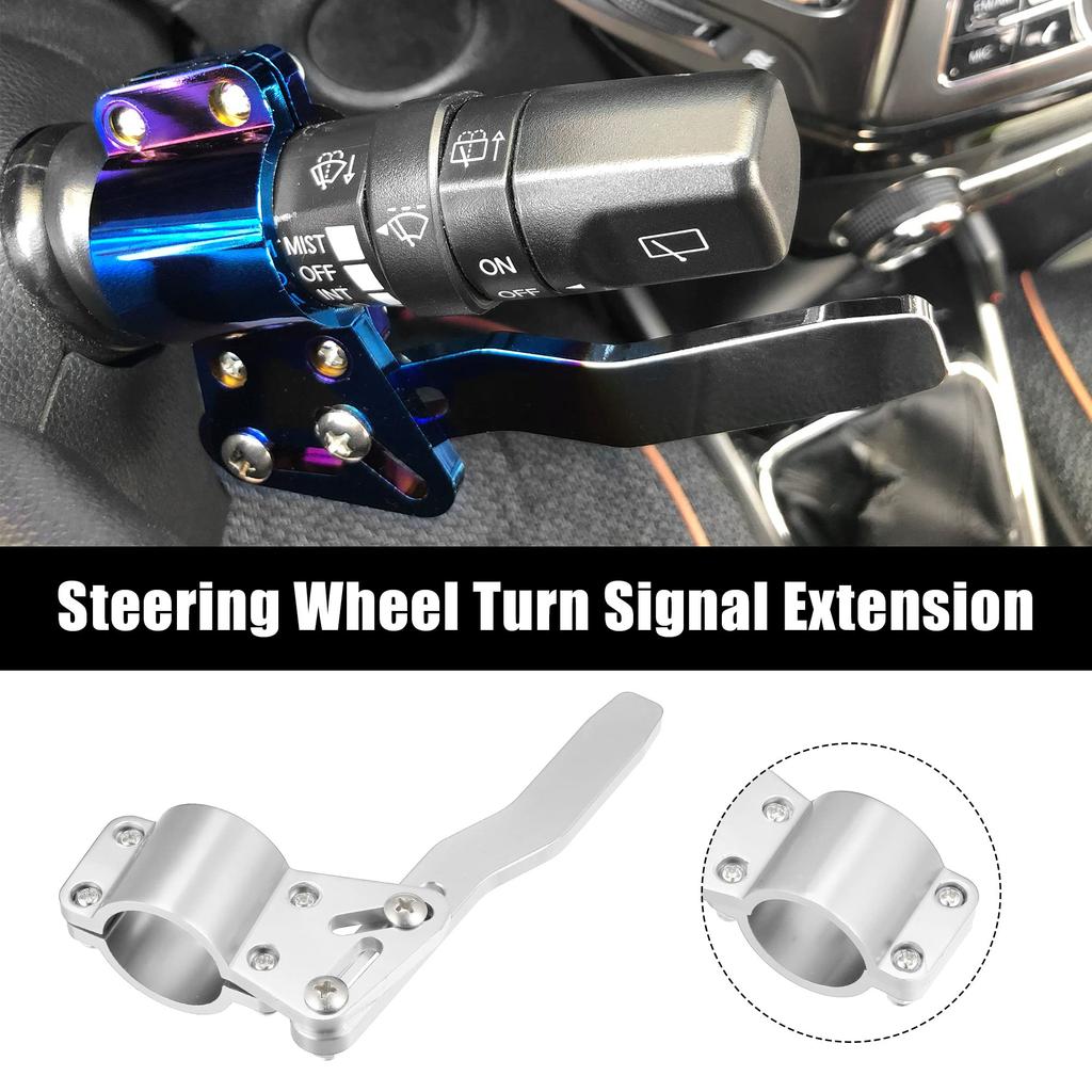 X AUTOHAUX Blunt Car Direction Indicator Extension Steering Wheel Extension Turn Rod Positioning Kit Rod Extension 2pcs Silver Tone