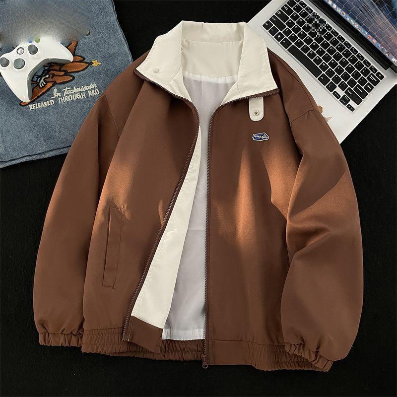 Autumn Lapel Workwear Jacket Men's Zipper Trench Coats Windbreaker Vintage Oversized Japanese Fashion Harajuku Streetwear Jacket