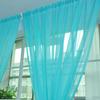 Voile Window Curtain Drape Set Solid Color Polyester