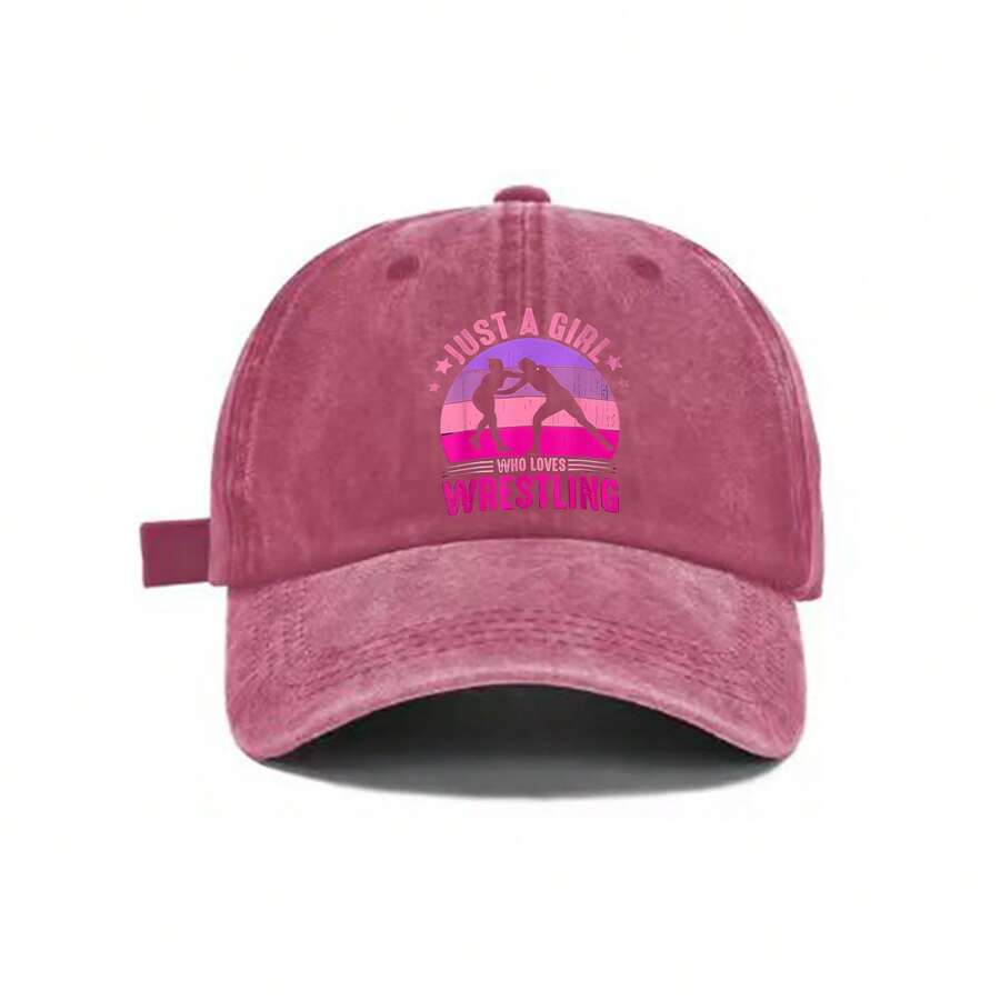 Washed Baseball Cap Unisex Adjustable Back Strap Graphic Print Just A Girl Who Loves Wrestling Casual Sports Hat For Adults
