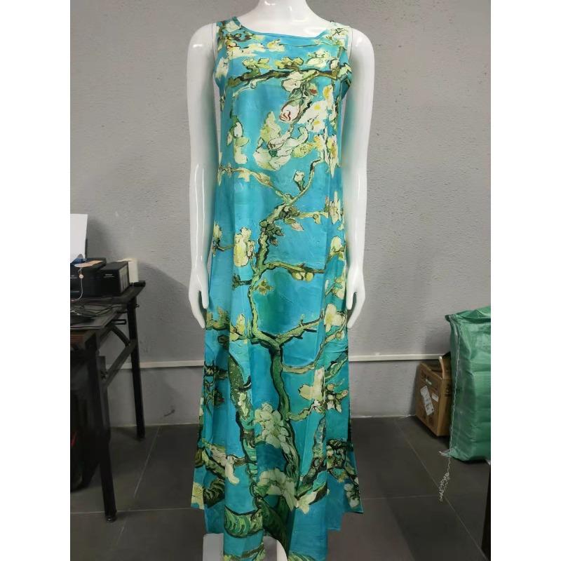IHUASU Fashion Summer Spring Sleeveless O-Neck Casual Dresses