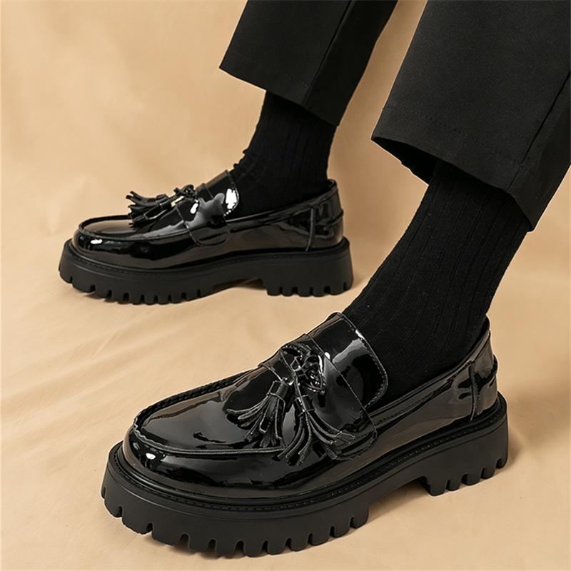 Luxury Fashion New Black White Tassels Leather Casual Elevator Shoes For Men Designer Loafter Formal Wedding Dress Homecoming