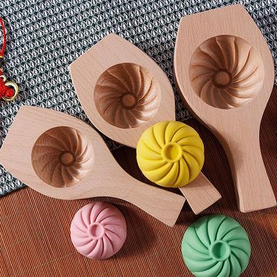 Molde Manual para Pan al Vapor Madera Maciza Herramienta para Bollos Rellenos al Vapor Molde Premium de Madera para Baozi Galletas
