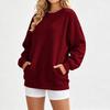 Trendiges lockeres Sweatshirt für Damen - Pullover mit Farbe, Rückenfalten und Taschen