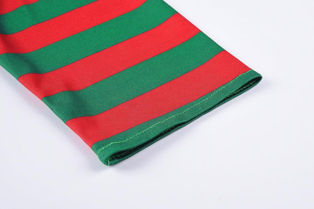 ReliBeauty Santa Dress for Christmas Elf Hat and Socks Size 120 Girls, Costume, Cosplay, Set, Red/Green,