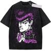 Anime JoJo's Bizarre Adventure Higashikata Josuke Clothing Men Women Tshirt Washed Cotton Tee Retro T-shirt Harajuku T Shirt
