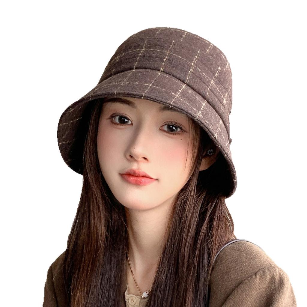 New Retro Rear Split Bucket Hat Women's Autumn and Winter Thick Fashion Versatile Commuter Visor Showing Washbasin Hat