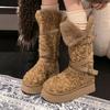 Designer Women's High Boots Flats Platform Warm Cotton Shoes Fashion Snow Botas  Short Plush Sport Winter Mujer Ladies Boots