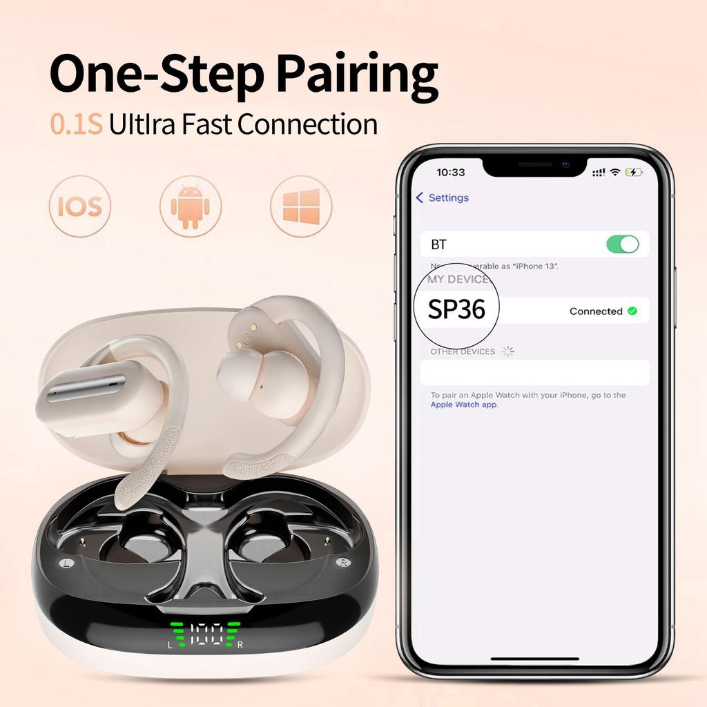 The Bluetooth Headset Can Rotate The Ear To Hang The ENC Digital Noise Reduction Call for Long Life
