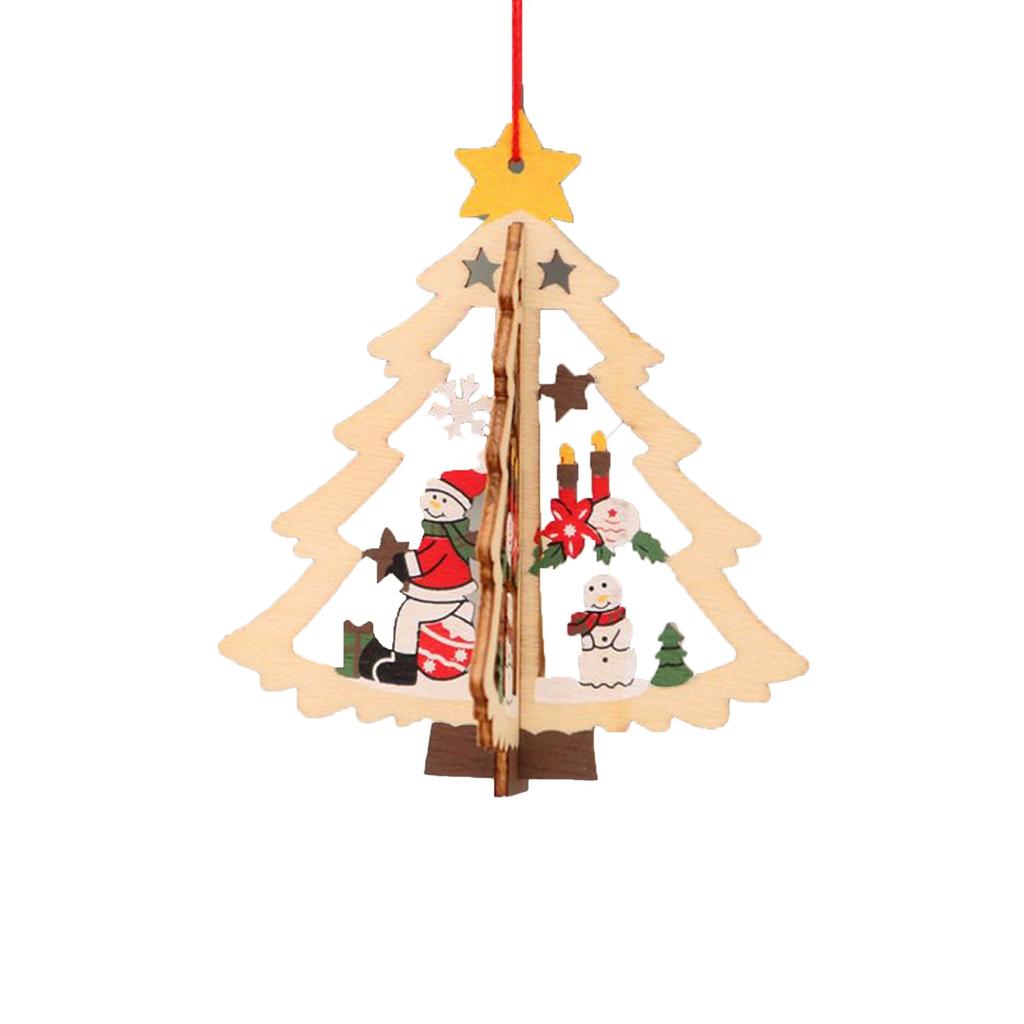 Christmas Wood Chip Tree Ornaments Xmas Hanging Pendant Home Decor Gift