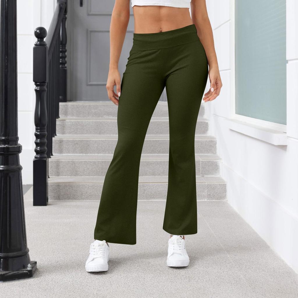 Women's Fashion Color Slim Fit Slim Reverse Waist Low Waist Elastic Waist Flare Pants
