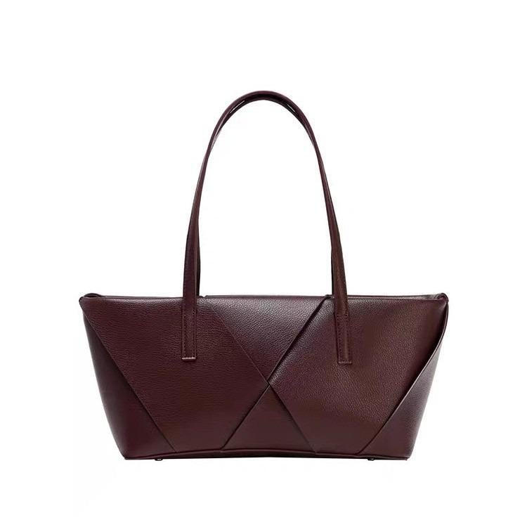 2025 Fashion Minimalist Large-Capacity Tote with Woven Detail, Retro Style, High-End Zipper