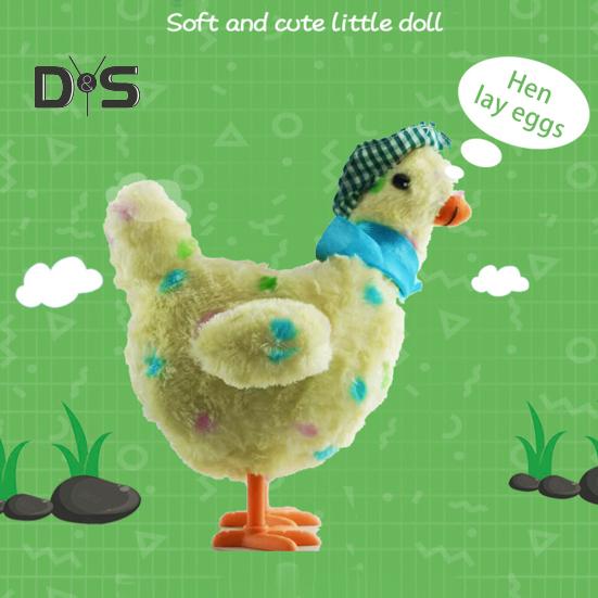 Chicken Laying Egg Toys with Sound Music Electric Crazy Plush Chicken Doll Cute Hen Toy Egg Lays Stuffed Animal for Children