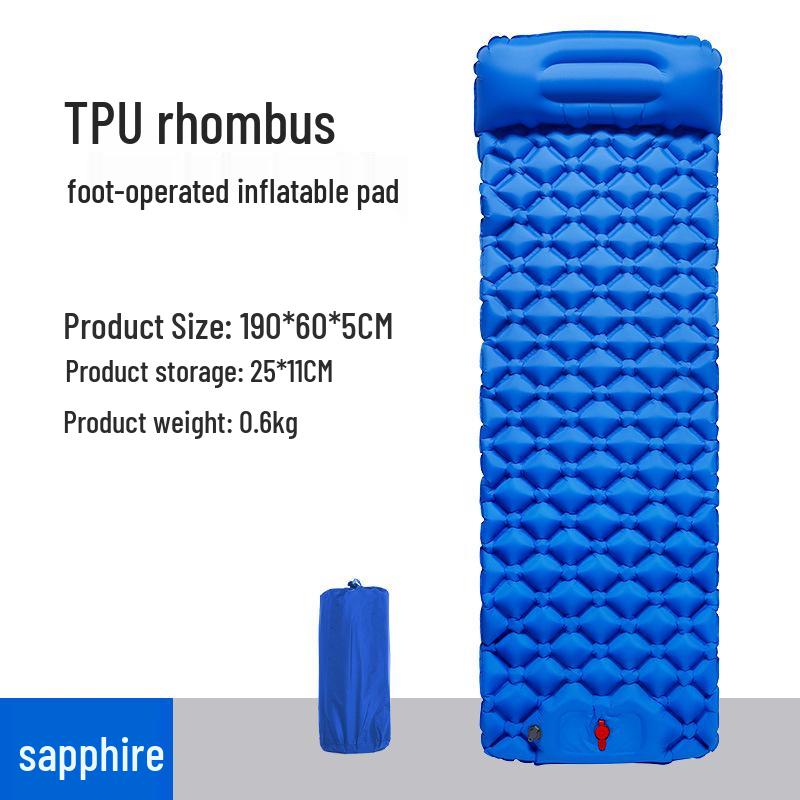 TPU Inflatable Foot-Pumped Camping Pad: Lightweight Outdoor Air Mattress, Moisture-Proof for Mountaineering and Naps