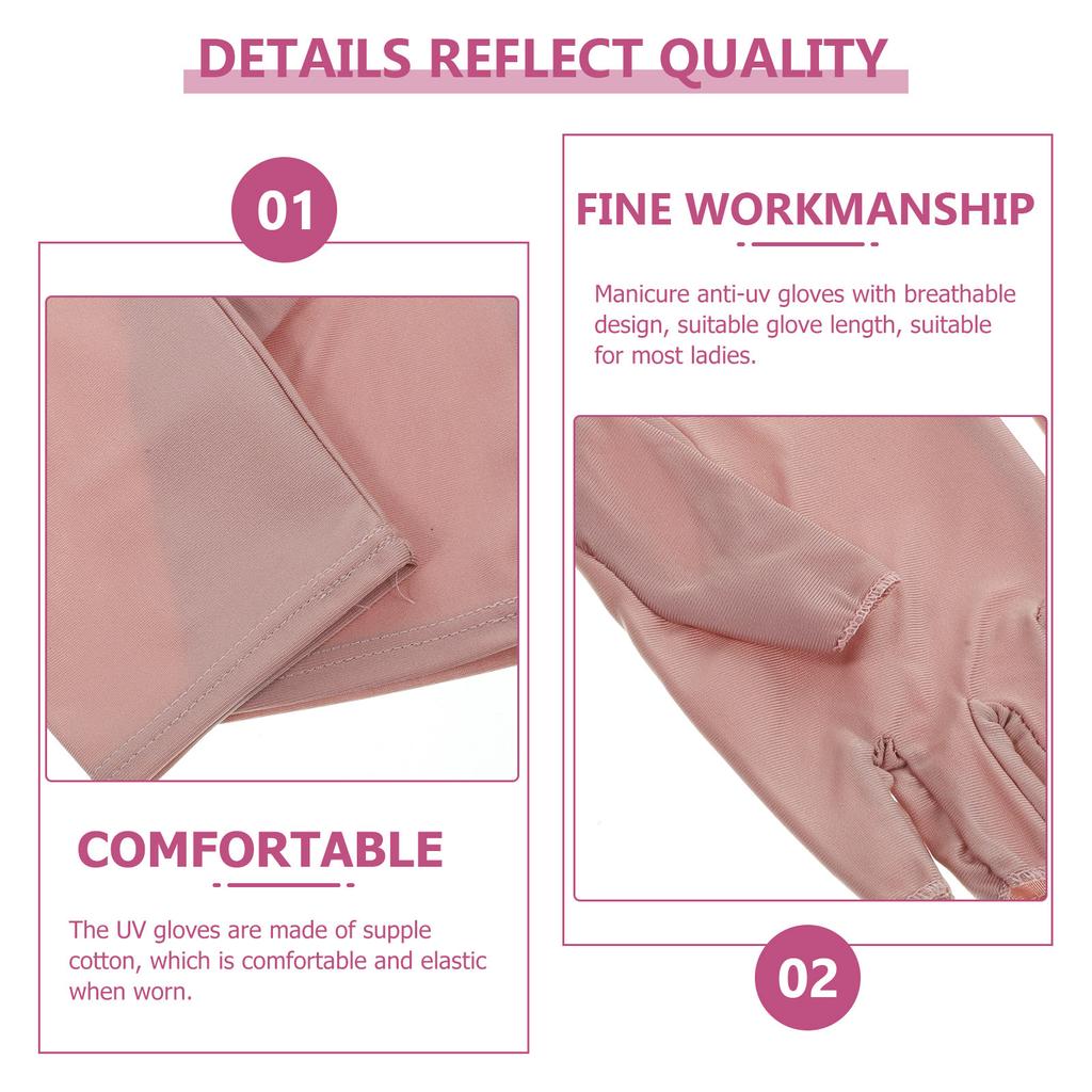 1Pair Uv Protection Nail Gloves for Gel Manicure Heat Resistant Anti-Uv Cotton Breathable Manicure Gloves for Nail Salon Women