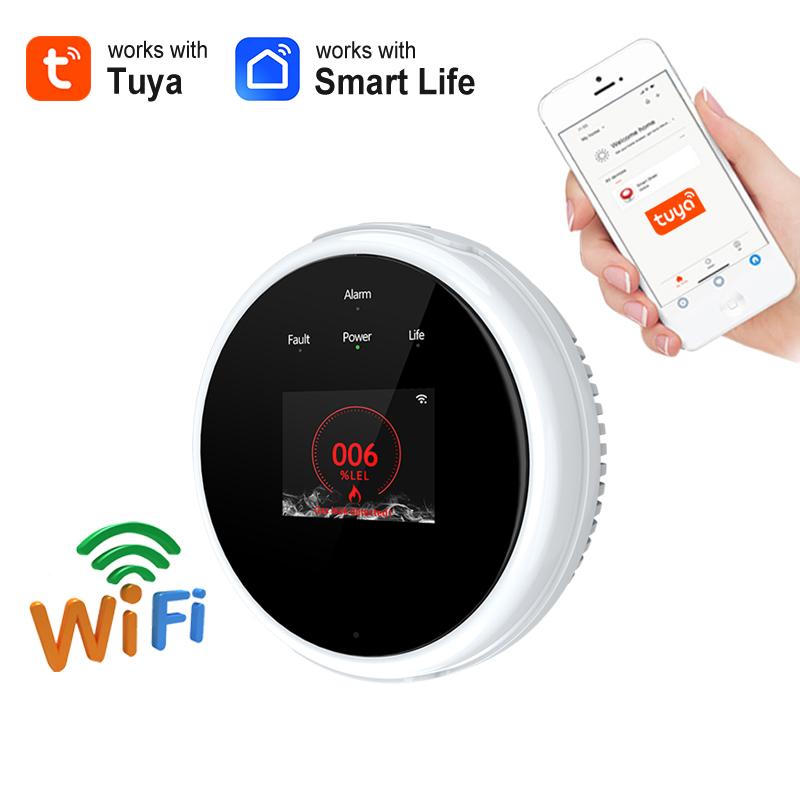 Tuya WiFi Gas Sensor Natural Gas Leakage Detector Kitchen Sound Home Security Alarm Smart Life APP Control 1pcs