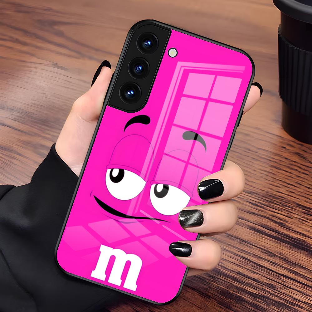 

M&MS Chocolate Phone Case For Samsung A56 A36 A26 A16 A15 A25 A35 A55 A14 A34 A24 A54 Glass Case Samsung A34