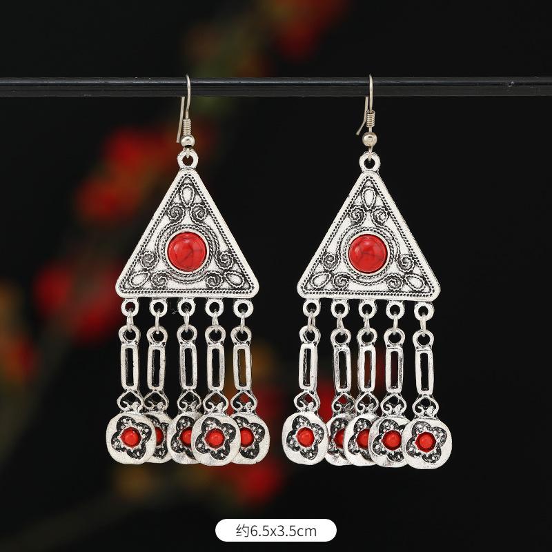Retro Exotic Ancient Silver Coins Tassel Earrings Women's Long Personalized Earrings Niche Earrings
