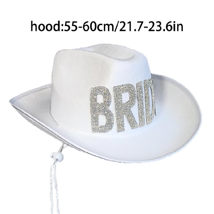 Bachelorette Party Cowgirl Cap Elegant Bride Letter Hat Bridal Party Cowboy Hat
