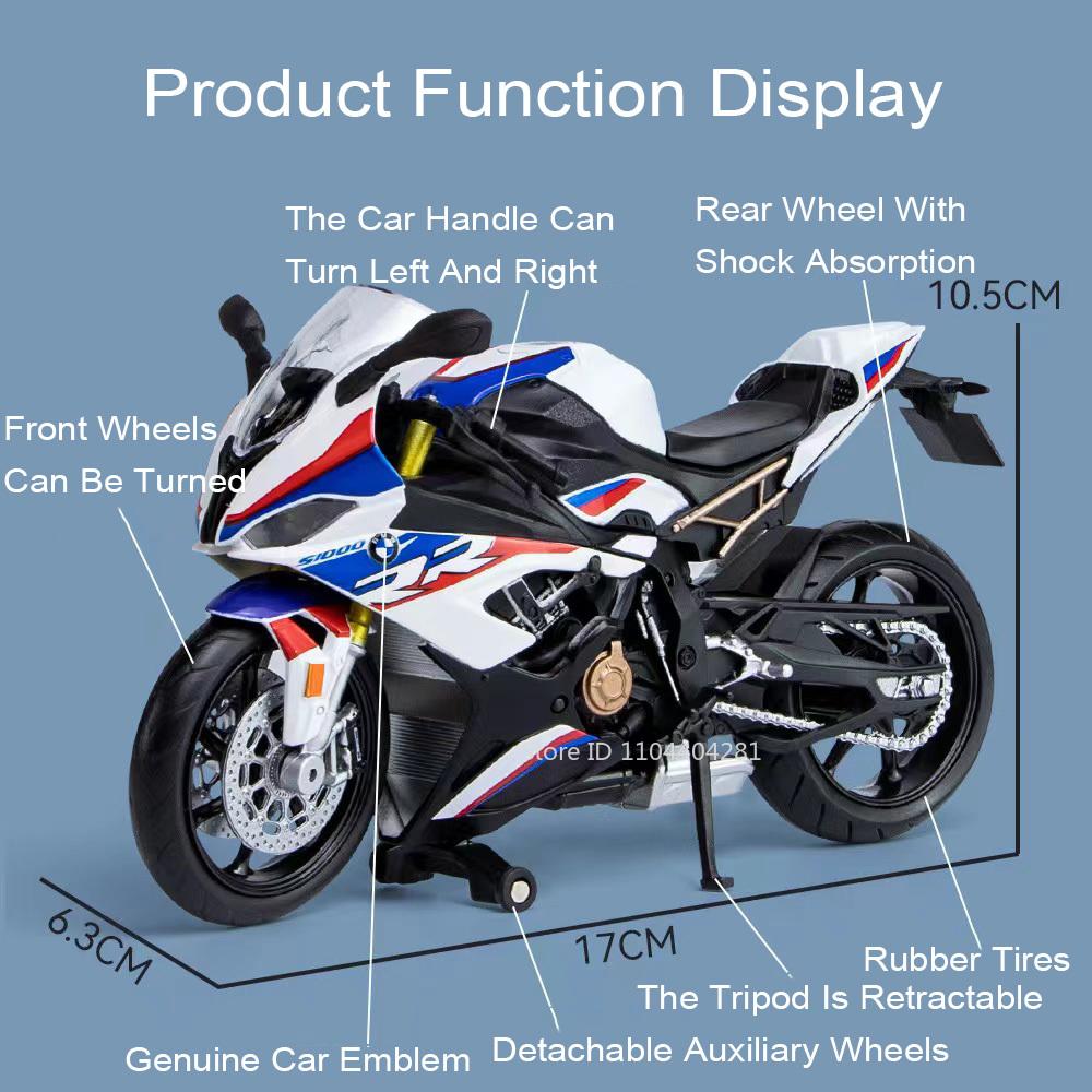 Scale 1:12 Bmw S1000rr Honda Cbr1000rr Alloy Diecast Motorcycle Car Miniature Model Toys Wheel Steering Vehices For Boys Gifts