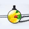 Collana con ciondolo cabochon in vetro a forma di fiore, gioielli con loto, pesca, rosa, girasole, tulipano