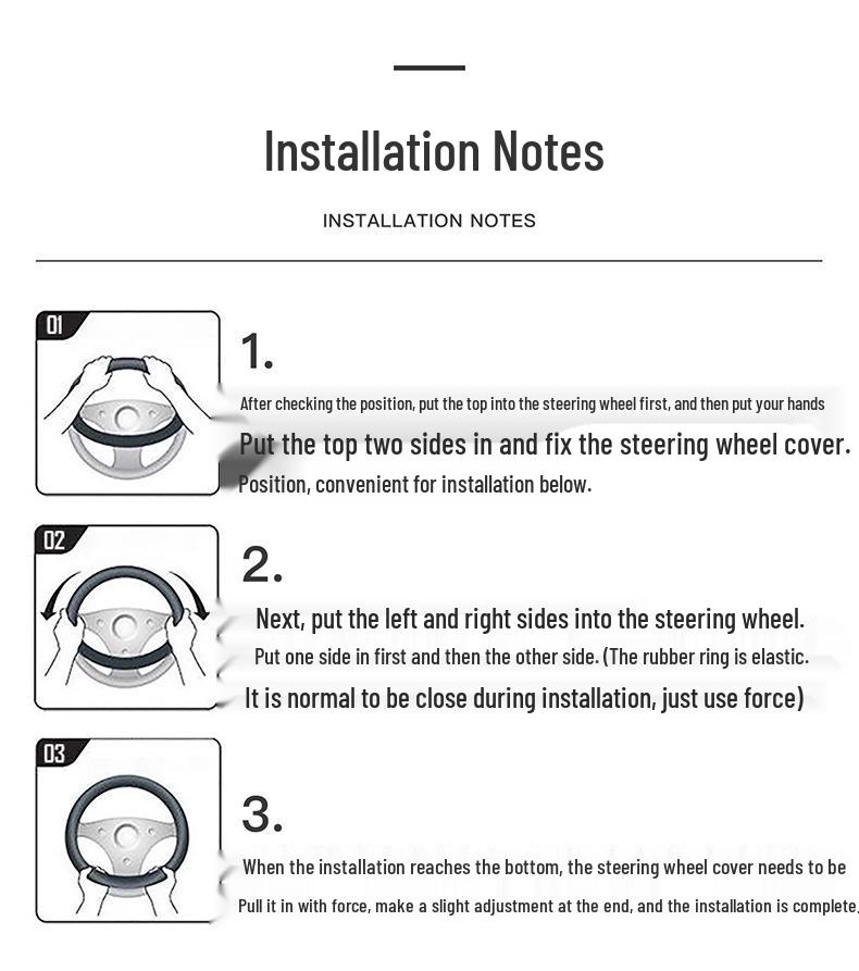 D-Shaped Genuine Leather Steering Wheel Cover: Anti-Slip, Sweat-Absorbent, Ultra-Thin, Breathable, Universal Fit for All Seasons.