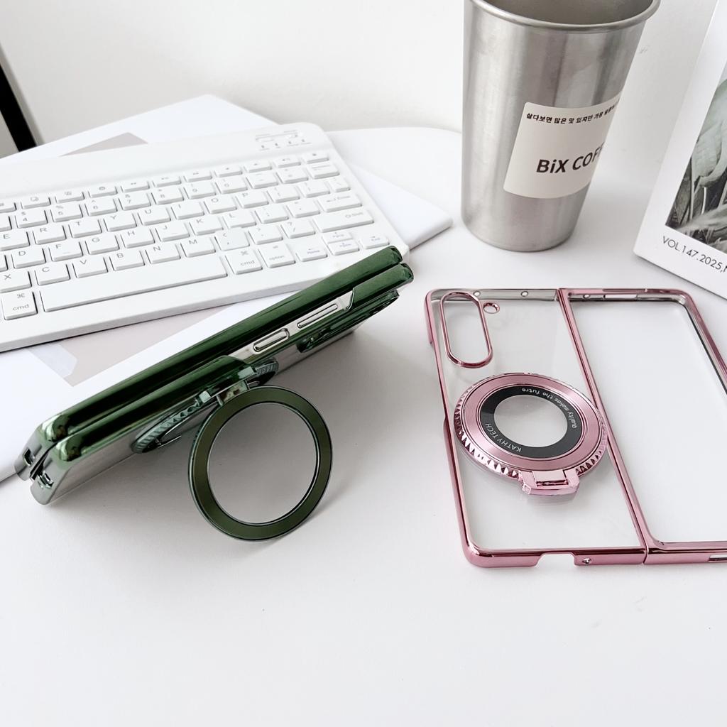 Applicable To Samsung Zfold7 Mobile Phone Case Folding Zfold6 Electroplated Magnetic Bracket Zfold4/3 All-inclusive Protective Case