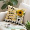 1pcs/4pcs Sunflower Bee Pastoral Cushions Pillowcase Polyester Cushion Cover Throw Pillow Pillowcover Home Car Sofa Decor