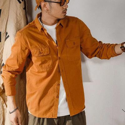 Spring and Autumn New Men's Work Shirt Loose Casual Solid Color Long-sleeved Versatile Simple Jacket
